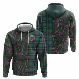 ScotsTee Shop Scottish Young Family Crest Tartan Hoodie Scottish Thistle Flower Half Style