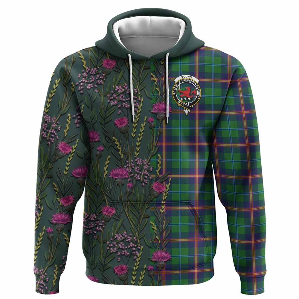 ScotsTee Shop Scottish Young Family Crest Tartan Hoodie Scottish Thistle Flower Half Style