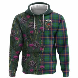 ScotsTee Shop Scottish Young Family Crest Tartan Hoodie Scottish Thistle Flower Half Style