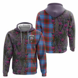 ScotsTee Shop Scottish Trotter Family Crest Tartan Hoodie Scottish Thistle Flower Half Style