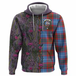 ScotsTee Shop Scottish Trotter Family Crest Tartan Hoodie Scottish Thistle Flower Half Style