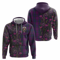 ScotsTee Shop Scottish Wardlaw Family Crest Tartan Hoodie Scottish Thistle Flower Half Style