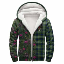 ScotsTee Shop Scottish Spottiswood Family Crest Tartan Hoodie Scottish Thistle Flower Half Style