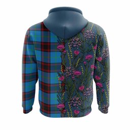 ScotsTee Shop Scottish Wedderburn Family Crest Tartan Hoodie Scottish Thistle Flower Half Style