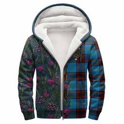 ScotsTee Shop Scottish Wedderburn Family Crest Tartan Hoodie Scottish Thistle Flower Half Style