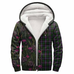 ScotsTee Shop Scottish Russell Family Crest Tartan Hoodie Scottish Thistle Flower Half Style