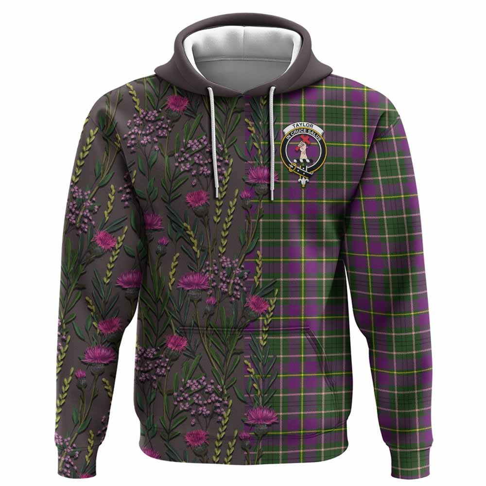 ScotsTee Shop Scottish Taylor (Tailyour) Family Crest Tartan Hoodie Scottish Thistle Flower Half Style