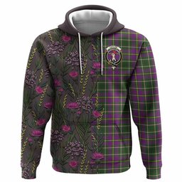 ScotsTee Shop Scottish Taylor (Tailyour) Family Crest Tartan Hoodie Scottish Thistle Flower Half Style