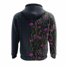 ScotsTee Shop Scottish Urquhart Family Crest Tartan Hoodie Scottish Thistle Flower Half Style
