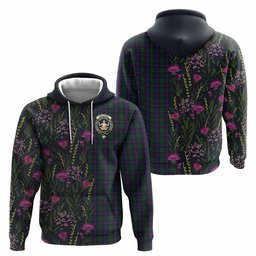 ScotsTee Shop Scottish Urquhart Family Crest Tartan Hoodie Scottish Thistle Flower Half Style