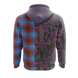 ScotsTee Shop Scottish Skirving Family Crest Tartan Hoodie Scottish Thistle Flower Half Style