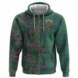 ScotsTee Shop Scottish Snodgrass Family Crest Tartan Hoodie Scottish Thistle Flower Half Style