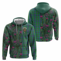 ScotsTee Shop Scottish Snodgrass Family Crest Tartan Hoodie Scottish Thistle Flower Half Style