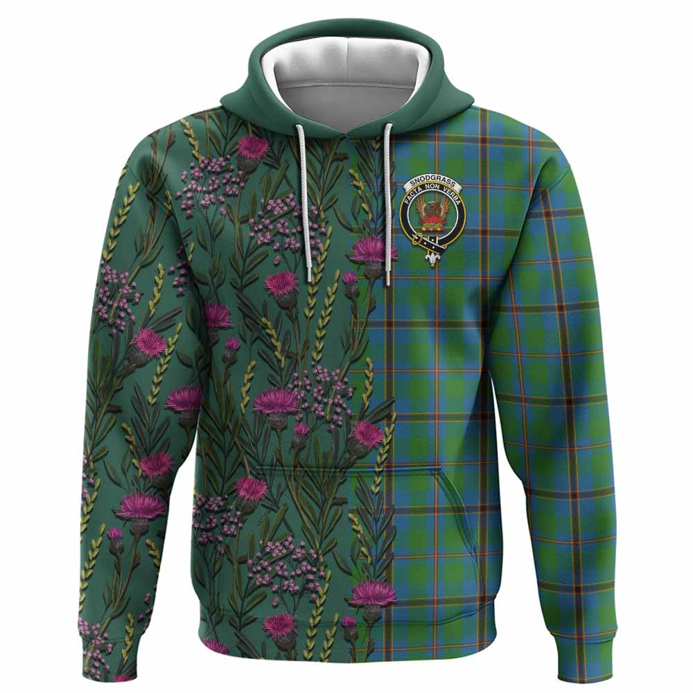 ScotsTee Shop Scottish Snodgrass Family Crest Tartan Hoodie Scottish Thistle Flower Half Style