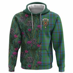ScotsTee Shop Scottish Snodgrass Family Crest Tartan Hoodie Scottish Thistle Flower Half Style