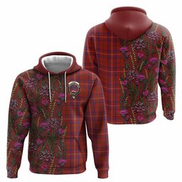 ScotsTee Shop Scottish Rose Family Crest Tartan Hoodie Scottish Thistle Flower Half Style