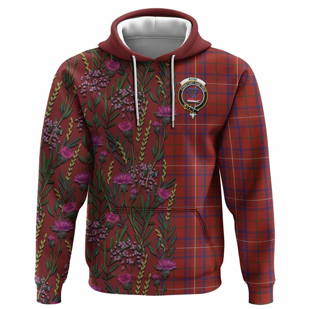 ScotsTee Shop Scottish Rose Family Crest Tartan Hoodie Scottish Thistle Flower Half Style