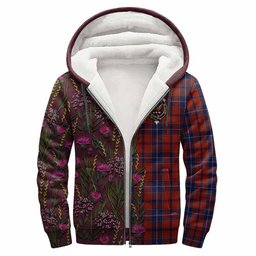 ScotsTee Shop Scottish Wishart Family Crest Tartan Hoodie Scottish Thistle Flower Half Style