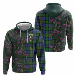ScotsTee Shop Scottish Paterson Family Crest Tartan Hoodie Scottish Thistle Flower Half Style