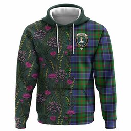 ScotsTee Shop Scottish Paterson Family Crest Tartan Hoodie Scottish Thistle Flower Half Style