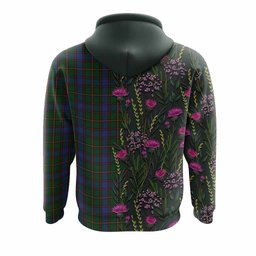 ScotsTee Shop Scottish Skene Family Crest Tartan Hoodie Scottish Thistle Flower Half Style