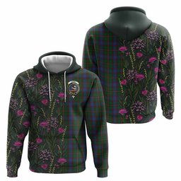 ScotsTee Shop Scottish Skene Family Crest Tartan Hoodie Scottish Thistle Flower Half Style