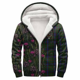 ScotsTee Shop Scottish Skene Family Crest Tartan Hoodie Scottish Thistle Flower Half Style