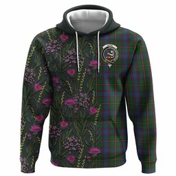 ScotsTee Shop Scottish Skene Family Crest Tartan Hoodie Scottish Thistle Flower Half Style