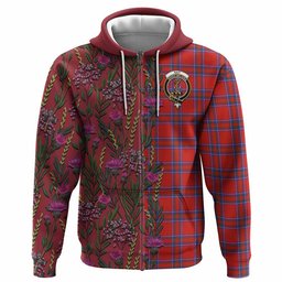 ScotsTee Shop Scottish Rait Family Crest Tartan Hoodie Scottish Thistle Flower Half Style