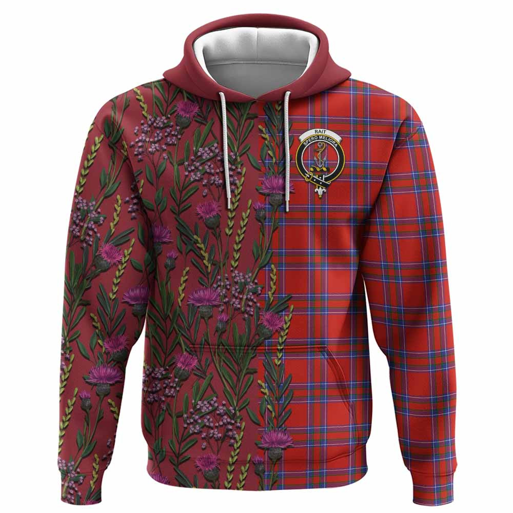 ScotsTee Shop Scottish Rait Family Crest Tartan Hoodie Scottish Thistle Flower Half Style