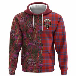 ScotsTee Shop Scottish Rait Family Crest Tartan Hoodie Scottish Thistle Flower Half Style