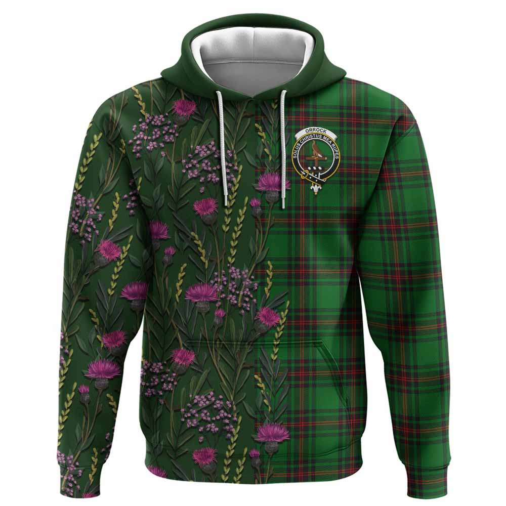 ScotsTee Shop Scottish Orrock Family Crest Tartan Hoodie Scottish Thistle Flower Half Style