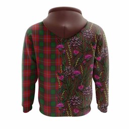 ScotsTee Shop Scottish Rattray Family Crest Tartan Hoodie Scottish Thistle Flower Half Style