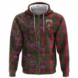 ScotsTee Shop Scottish Rattray Family Crest Tartan Hoodie Scottish Thistle Flower Half Style