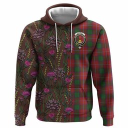 ScotsTee Shop Scottish Rattray Family Crest Tartan Hoodie Scottish Thistle Flower Half Style