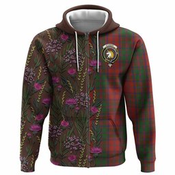 ScotsTee Shop Scottish Stewart (Stuart) of Appin Family Crest Tartan Hoodie Scottish Thistle Flower Half Style
