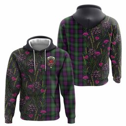 ScotsTee Shop Scottish Wilson Family Crest Tartan Hoodie Scottish Thistle Flower Half Style