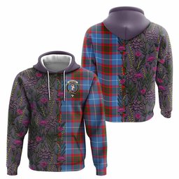 ScotsTee Shop Scottish Pennycook Family Crest Tartan Hoodie Scottish Thistle Flower Half Style