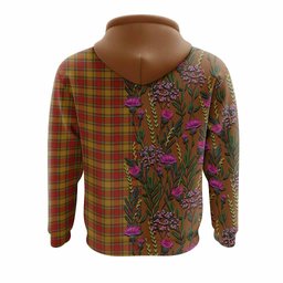 ScotsTee Shop Scottish Scrymgeour Family Crest Tartan Hoodie Scottish Thistle Flower Half Style