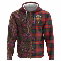 ScotsTee Shop Scottish Wauchope Family Crest Tartan Hoodie Scottish Thistle Flower Half Style