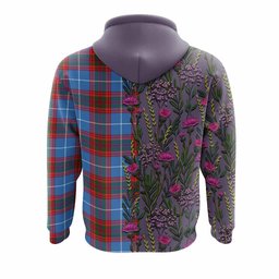 ScotsTee Shop Scottish Spalding Family Crest Tartan Hoodie Scottish Thistle Flower Half Style