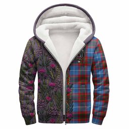 ScotsTee Shop Scottish Spalding Family Crest Tartan Hoodie Scottish Thistle Flower Half Style