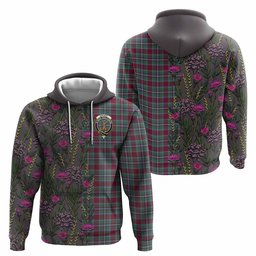 ScotsTee Shop Scottish Spence (Spens) Family Crest Tartan Hoodie Scottish Thistle Flower Half Style