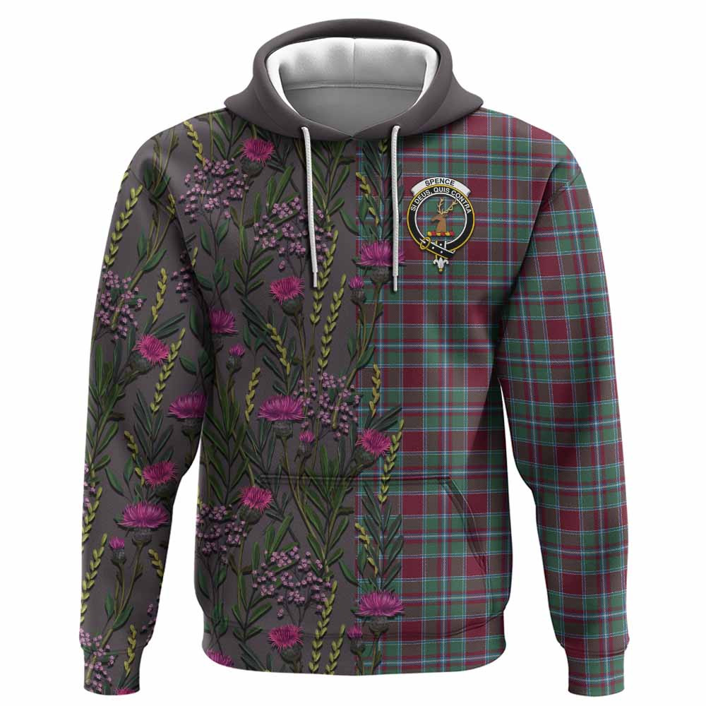 ScotsTee Shop Scottish Spence (Spens) Family Crest Tartan Hoodie Scottish Thistle Flower Half Style