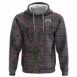 ScotsTee Shop Scottish Spence (Spens) Family Crest Tartan Hoodie Scottish Thistle Flower Half Style
