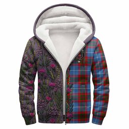 ScotsTee Shop Scottish Pentland Family Crest Tartan Hoodie Scottish Thistle Flower Half Style