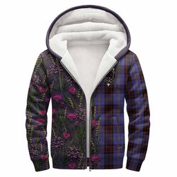 ScotsTee Shop Scottish Rutherford Family Crest Tartan Hoodie Scottish Thistle Flower Half Style
