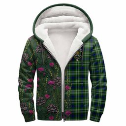 ScotsTee Shop Scottish Purves Family Crest Tartan Hoodie Scottish Thistle Flower Half Style