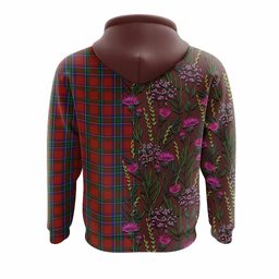 ScotsTee Shop Scottish Sinclair Family Crest Tartan Hoodie Scottish Thistle Flower Half Style