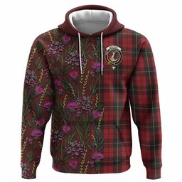 ScotsTee Shop Scottish Wallace Family Crest Tartan Hoodie Scottish Thistle Flower Half Style